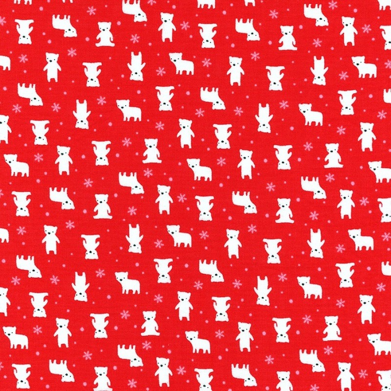 Látka MINI MUU SPRING 2016 - RED POLAR BEARS Lecien Japan - 1