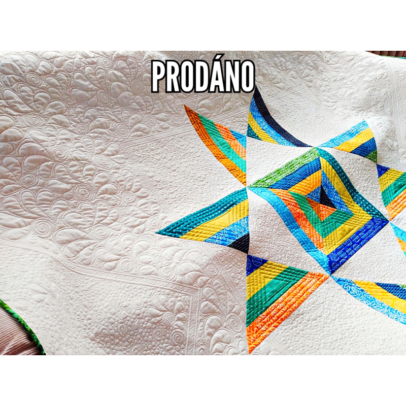 PRODÁNO-PATCHWORK PŘEHOZ/DEKA - OHIO STAR  - 1