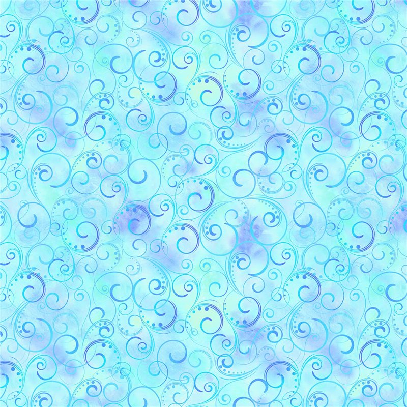 BLUE TONES OMBRE COLORED CIRCLES - width 275 cm