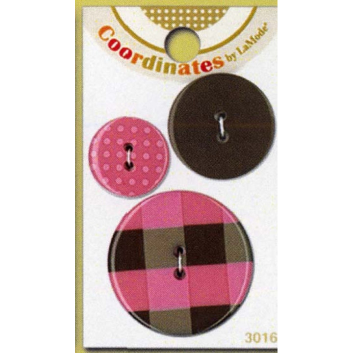 Plastové knoflíčky - Coordinates Pink Plaid  - 1