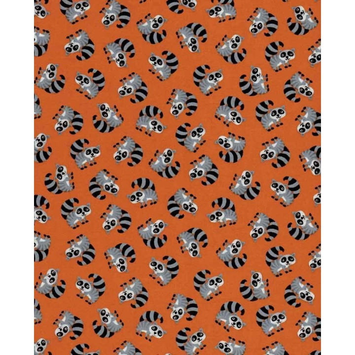 Orange Racoons-bavlněná látka Timeless Treasures - 3