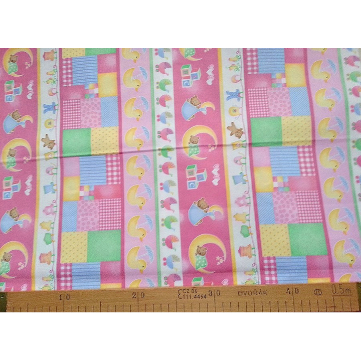 Flanel OBRÁZKY PRUHY Fabri-quilt - 1