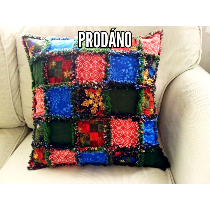 PRODÁNO - Ragový polštář - zima/vánoce  - 1