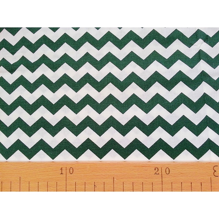 Bavlněná látka T0112 - chevron tmavě zelená  - 1