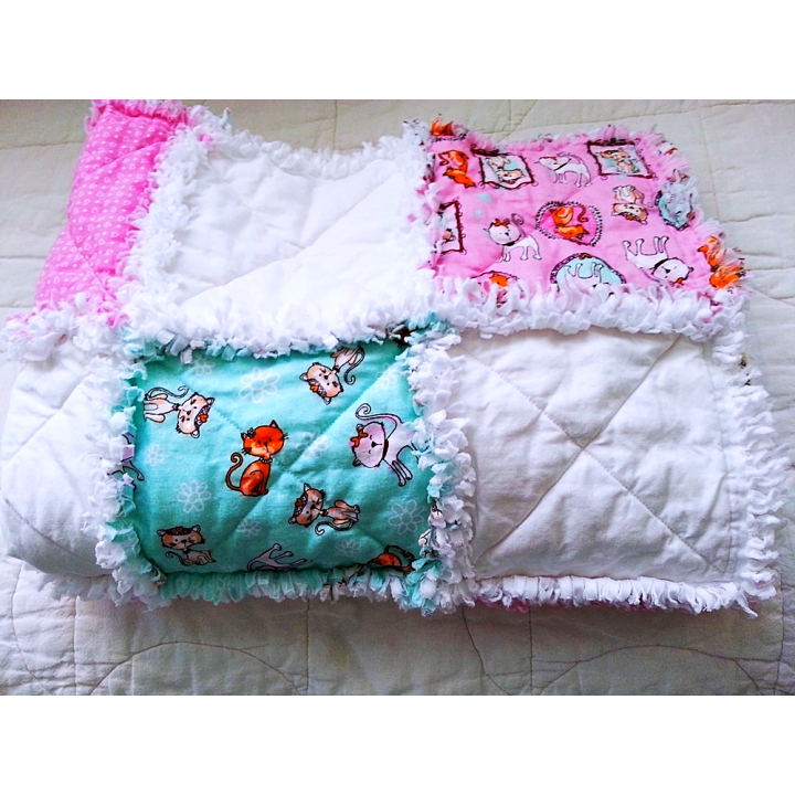 PRODÁNO - DĚTSKÁ PATCHWORK  RAG DEKA - KOČIČÍ I  - 2