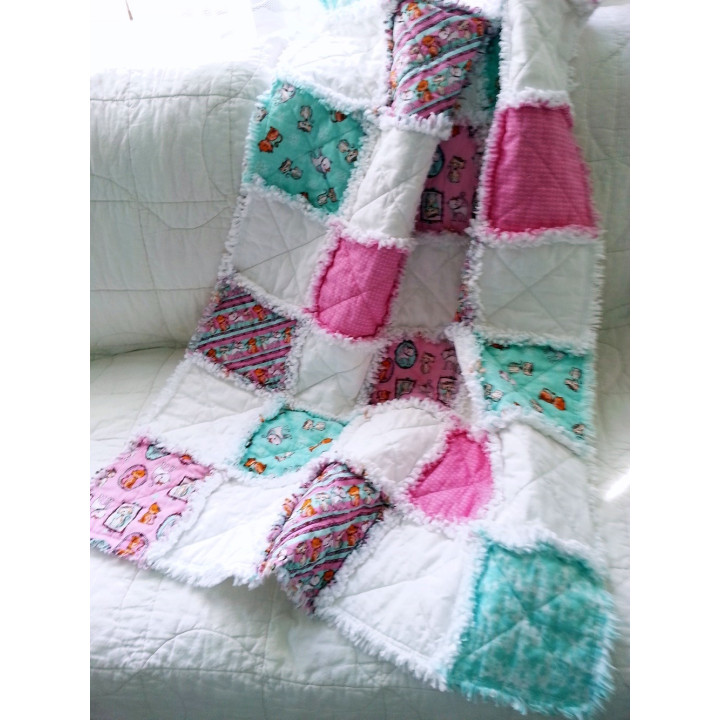 PRODÁNO - DĚTSKÁ PATCHWORK  RAG DEKA - KOČIČÍ I  - 7