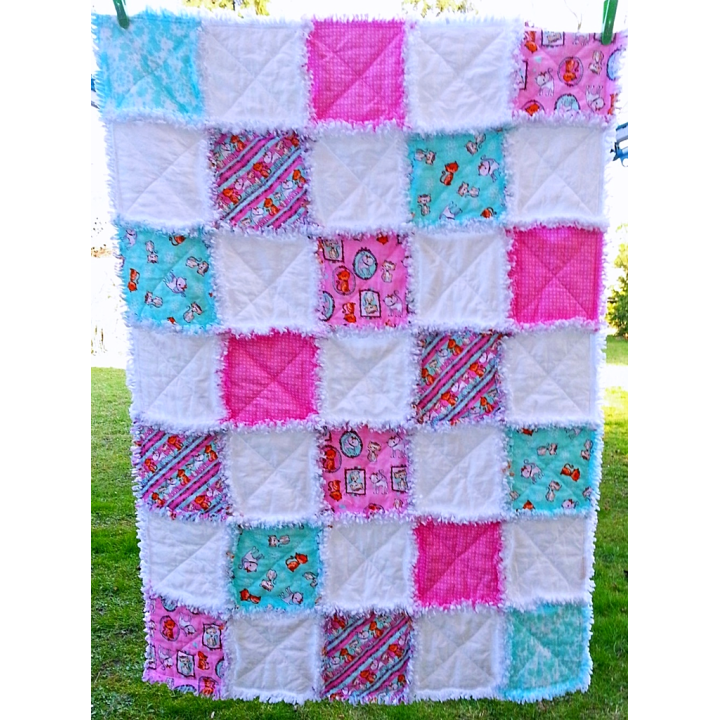 PRODÁNO - DĚTSKÁ PATCHWORK  RAG DEKA - KOČIČÍ I  - 3