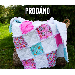 PRODÁNO - DĚTSKÁ PATCHWORK  RAG DEKA - KOČIČÍ I  - 1