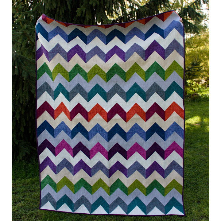 PRODÁNO - CHAMBRAY CHEVRON - patchwork deka  - 2