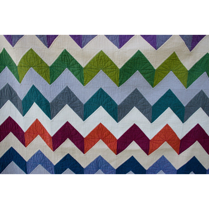 PRODÁNO - CHAMBRAY CHEVRON - patchwork deka  - 5