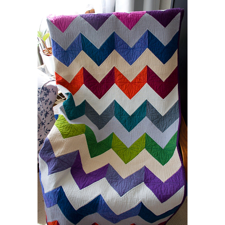 PRODÁNO - CHAMBRAY CHEVRON - patchwork deka  - 4