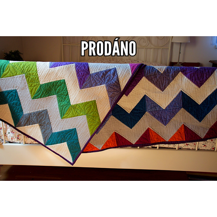 PRODÁNO - CHAMBRAY CHEVRON - patchwork deka  - 3