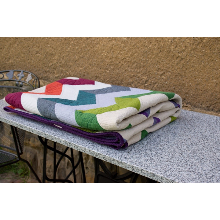 PRODÁNO - CHAMBRAY CHEVRON - patchwork deka  - 6