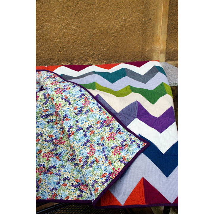 PRODÁNO - CHAMBRAY CHEVRON - patchwork deka  - 7