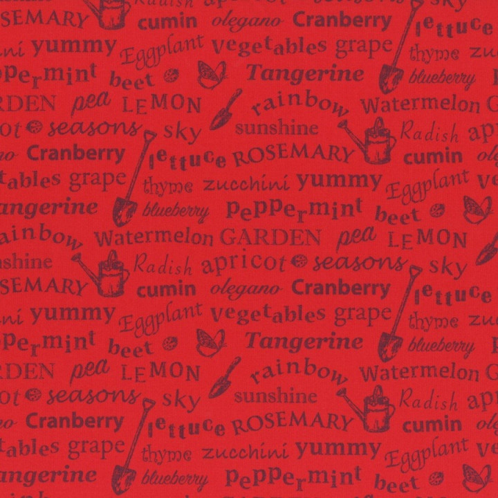 Látka L's Modern Garden - SCARLET GARDEN TEXT Lecien Japan - 1