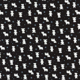 Látka MINI MUU SPRING 2016 - BLACK POLAR  BEARS Lecien Japan - 1