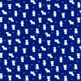 Látka MINI MUU SPRING 2016 - DARK BLUE POLAR BEARS Lecien Japan - 1