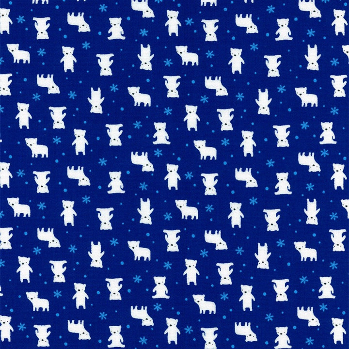Látka MINI MUU SPRING 2016 - DARK BLUE POLAR BEARS Lecien Japan - 1