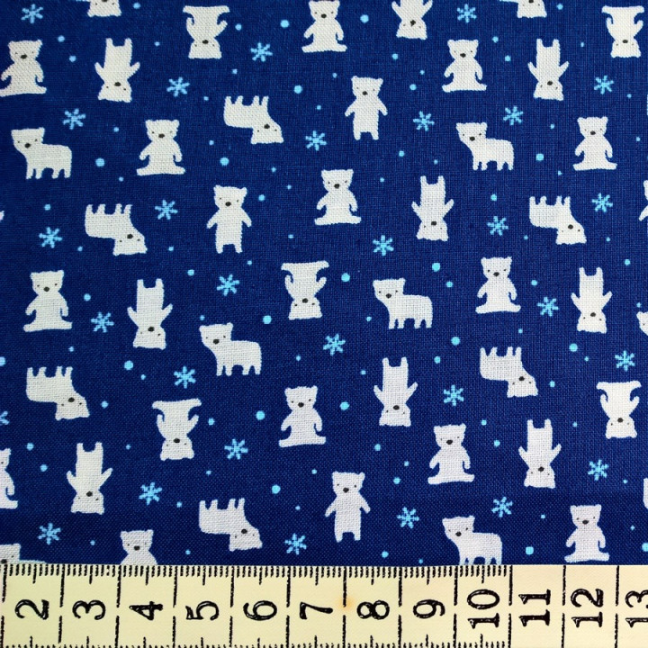 Látka MINI MUU SPRING 2016 - DARK BLUE POLAR BEARS Lecien Japan - 2