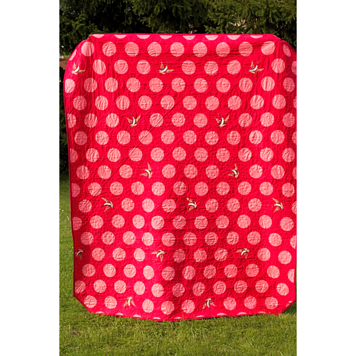 PRODÁNO- PATCHWORK DEKA - BAREVNÉ TROJÚHELNÍKY  - 9