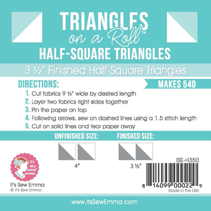 Triangles on a Roll 3 1/2 in Half Square